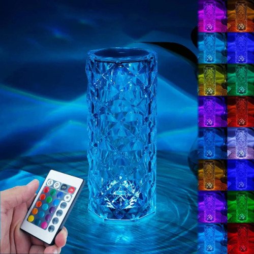 16 Colors Diamond Rose Crystal Touch Lamp In Pakistan