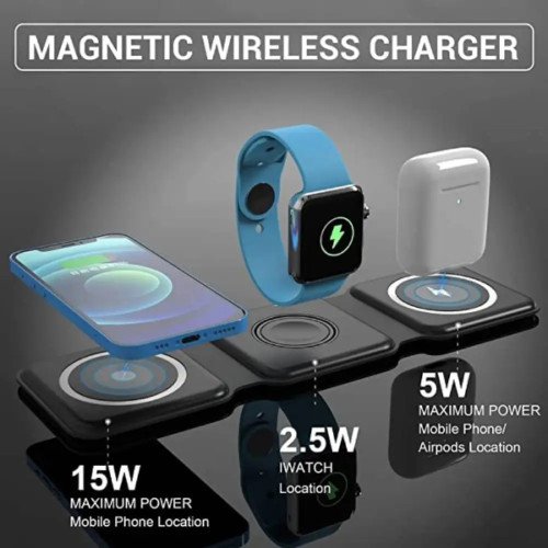 3-in-1 Foldable Magnetic Wireless Charger 15w for iPhone