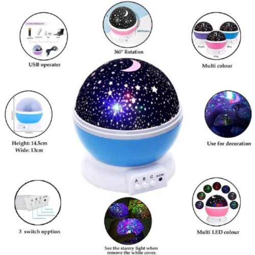 360° Rotating LED Moon & Starry Sky Projector
