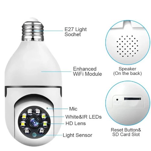 Speed-x Ca-e25 Bulb Camera 1080p WiFi 360 Degree Panoramic