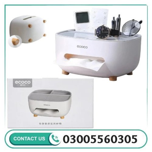 Ecoco Tissue Box With Multifunctional Storage Drawer