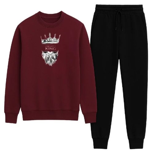 King Printed Maroon Tracksuit in Pakistan