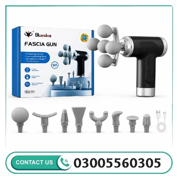 Five Head Massage Gun BLD-780 Rechargeable Deep Tissue Muscle Massager with 9 Massage Heads & 6 Speed Levels