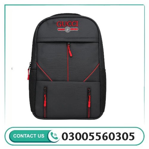 Business Daypack With Laptop Compartment | Black & Red in Pakistan