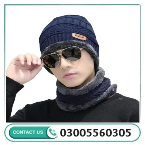 Winter Wool Cap With Neck Warmer Set
