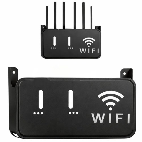 Black WiFi Router Storage Box & Wall Mount Shelf Universal Cable Organizer 