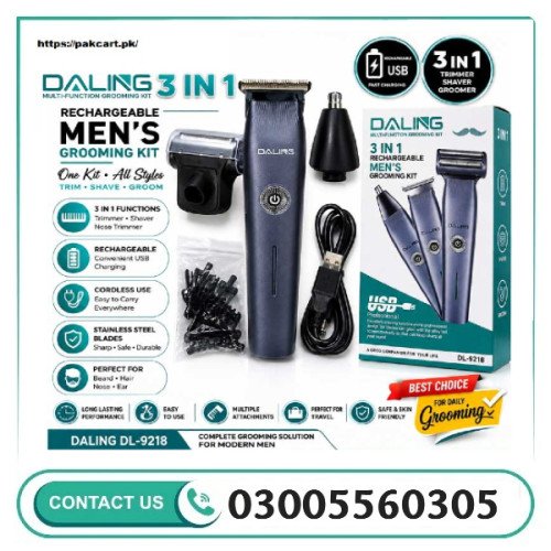 Daling DL-9218 3-in-1 Rechargeable Shaver Trimmer 