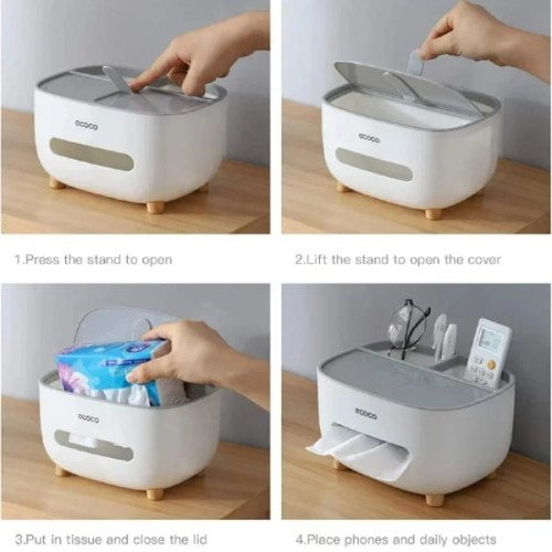 Ecoco Tissue Box With Multifunctional Storage Drawer