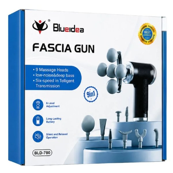 Five Head Massage Gun BLD-780 Rechargeable Deep Tissue Muscle Massager with 9 Massage Heads & 6 Speed Levels