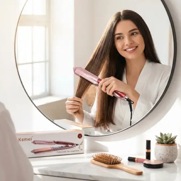 Kemei KM-471 Professional Hair Straightener with Fast Heating Ceramic Plates