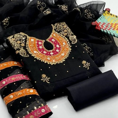 Organza 3-piece Unstitched Suit for Women