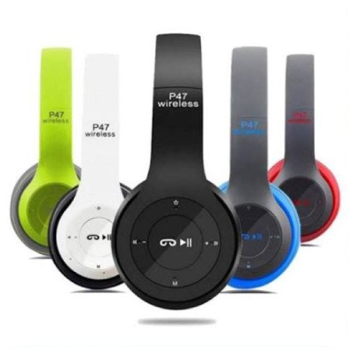 P47 Foldable Bluetooth Wireless Headphones With Built-in Microphone, FM Radio, Tf Card Support, for Pc, TV, Smartphones, Tablets - New
