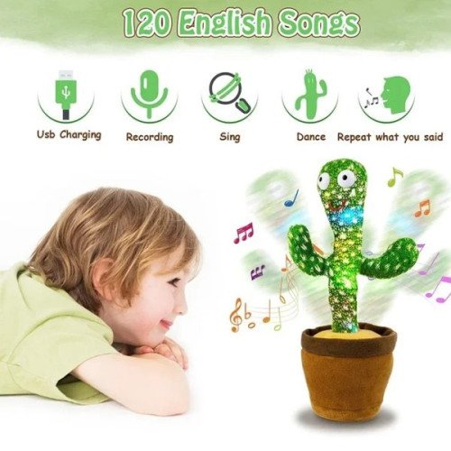 Rechargeable Dancing Cactus Toy with Hat – Singing, Talking & Dancing Plush