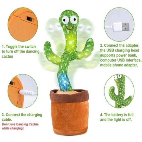 Rechargeable Dancing Cactus Toy with Hat – Singing, Talking & Dancing Plush