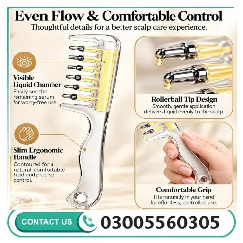 Refillable Scalp Massage Comb with Built-In Oil Reservoir
