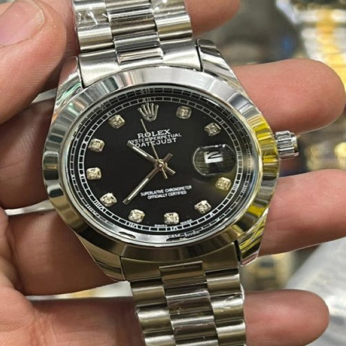 Rolex Datejust Style Watch Diamond Dial Date Adjust 6 Variants