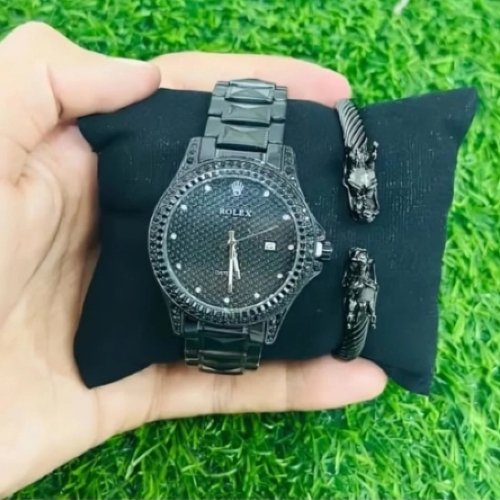 Rolex Iced Out Black With Dragon Bracelet Price in Pakistan