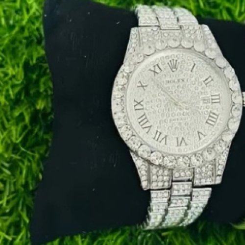 Rolex Iced Out Silver With Dragon Bracelet