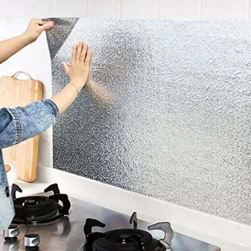 Silver Foil Marble Sheet Sticker 40x200cm in Pakistan