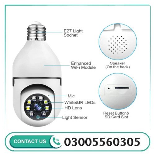 Speed-x Ca-e25 Bulb Camera 1080p WiFi 360 Degree Panoramic